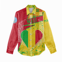 Mali Map Women Casual Shirt Heart-Inspired Design with National Flag Colors