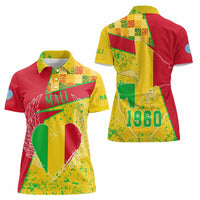 Mali Map Women Polo Shirt Heart-Inspired Design with National Flag Colors