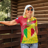 Mali Map Women Polo Shirt Heart-Inspired Design with National Flag Colors