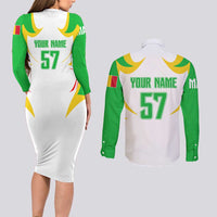 Mali Vulture Couples Matching Long Sleeve Bodycon Dress and Long Sleeve Button Shirt Sporty Style with National Flag Colors