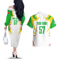 Mali Vulture Couples Matching Off The Shoulder Long Sleeve Dress and Hawaiian Shirt Sporty Style with National Flag Colors