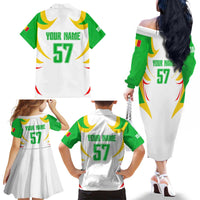 Mali Vulture Family Matching Off The Shoulder Long Sleeve Dress and Hawaiian Shirt Sporty Style with National Flag Colors