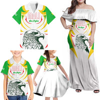 Mali Vulture Family Matching Off Shoulder Maxi Dress and Hawaiian Shirt Sporty Style with National Flag Colors