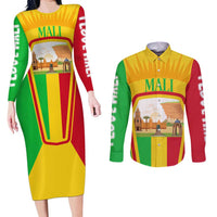 Mali Landmarks Couples Matching Long Sleeve Bodycon Dress and Long Sleeve Button Shirt Cultural Patterns & Famous Tourist Destinations