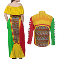 Mali Landmarks Couples Matching Off Shoulder Maxi Dress and Long Sleeve Button Shirt Cultural Patterns & Famous Tourist Destinations