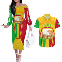 Mali Landmarks Couples Matching Off The Shoulder Long Sleeve Dress and Hawaiian Shirt Cultural Patterns & Famous Tourist Destinations