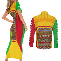 Mali Landmarks Couples Matching Short Sleeve Bodycon Dress and Long Sleeve Button Shirt Cultural Patterns & Famous Tourist Destinations