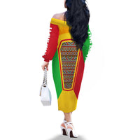 Mali Landmarks Family Matching Off The Shoulder Long Sleeve Dress and Hawaiian Shirt Cultural Patterns & Famous Tourist Destinations