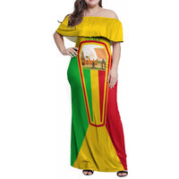 Mali Landmarks Family Matching Off Shoulder Maxi Dress and Hawaiian Shirt Cultural Patterns & Famous Tourist Destinations