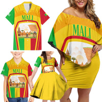 Mali Landmarks Family Matching Off Shoulder Short Dress and Hawaiian Shirt Cultural Patterns & Famous Tourist Destinations