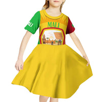 Mali Landmarks Kid Short Sleeve Dress Cultural Patterns & Famous Tourist Destinations