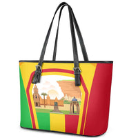 Mali Landmarks Leather Tote Bag Cultural Patterns & Famous Tourist Destinations