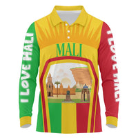 Mali Landmarks Long Sleeve Polo Shirt Cultural Patterns & Famous Tourist Destinations