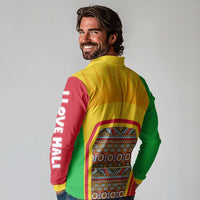 Mali Landmarks Long Sleeve Polo Shirt Cultural Patterns & Famous Tourist Destinations