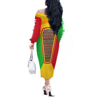 Mali Landmarks Off The Shoulder Long Sleeve Dress Cultural Patterns & Famous Tourist Destinations