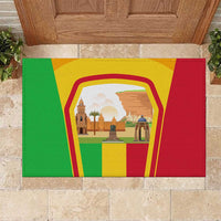 Mali Landmarks Rubber Doormat Cultural Patterns & Famous Tourist Destinations