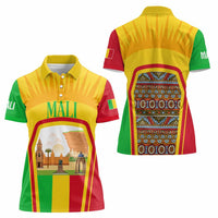 Mali Landmarks Women Polo Shirt Cultural Patterns & Famous Tourist Destinations