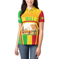 Mali Landmarks Women Polo Shirt Cultural Patterns & Famous Tourist Destinations