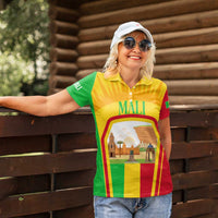 Mali Landmarks Women Polo Shirt Cultural Patterns & Famous Tourist Destinations