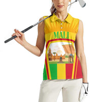 Mali Landmarks Women Sleeveless Polo Shirt Cultural Patterns & Famous Tourist Destinations