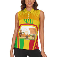 Mali Landmarks Women Sleeveless Polo Shirt Cultural Patterns & Famous Tourist Destinations