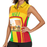 Mali Landmarks Women Sleeveless Polo Shirt Cultural Patterns & Famous Tourist Destinations