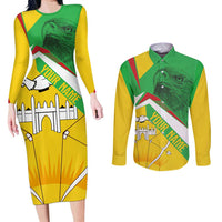 Mali Vulture Couples Matching Long Sleeve Bodycon Dress and Long Sleeve Button Shirt National Emblem Details & Traditional Patterns