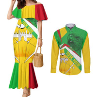 Mali Vulture Couples Matching Mermaid Dress and Long Sleeve Button Shirt National Emblem Details & Traditional Patterns