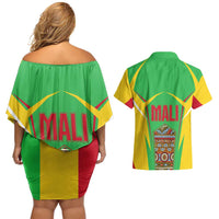 Mali Vulture Couples Matching Off Shoulder Short Dress and Hawaiian Shirt National Emblem Details & Traditional Patterns