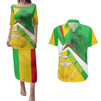 Mali Vulture Couples Matching Puletasi and Hawaiian Shirt National Emblem Details & Traditional Patterns