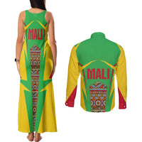 Mali Vulture Couples Matching Tank Maxi Dress and Long Sleeve Button Shirt National Emblem Details & Traditional Patterns