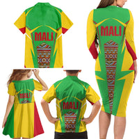 Mali Vulture Family Matching Long Sleeve Bodycon Dress and Hawaiian Shirt National Emblem Details & Traditional Patterns