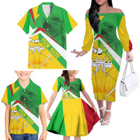 Mali Vulture Family Matching Off The Shoulder Long Sleeve Dress and Hawaiian Shirt National Emblem Details & Traditional Patterns