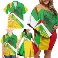 Mali Vulture Family Matching Off Shoulder Short Dress and Hawaiian Shirt National Emblem Details & Traditional Patterns