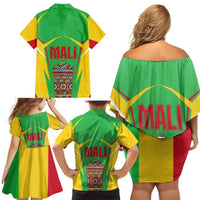 Mali Vulture Family Matching Off Shoulder Short Dress and Hawaiian Shirt National Emblem Details & Traditional Patterns