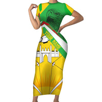 Mali Vulture Short Sleeve Bodycon Dress National Emblem Details & Traditional Patterns