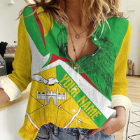 Mali Vulture Women Casual Shirt National Emblem Details & Traditional Patterns