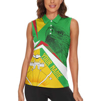 Mali Vulture Women Sleeveless Polo Shirt National Emblem Details & Traditional Patterns