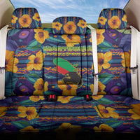 Martinique Map and Hibiscus Back Car Seat Cover Island Silhouette with Tribal Stripe Accents