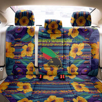 Martinique Map and Hibiscus Back Car Seat Cover Island Silhouette with Tribal Stripe Accents
