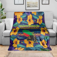Martinique Map and Hibiscus Blanket Island Silhouette with Tribal Stripe Accents