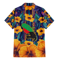 Martinique Map and Hibiscus Family Matching Mermaid Dress and Hawaiian Shirt Island Silhouette with Tribal Stripe Accents