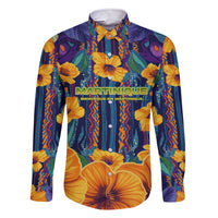 Martinique Map and Hibiscus Family Matching Short Sleeve Bodycon Dress and Hawaiian Shirt Island Silhouette with Tribal Stripe Accents