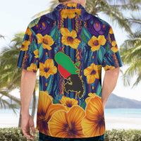 Martinique Map and Hibiscus Hawaiian Shirt Island Silhouette with Tribal Stripe Accents