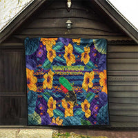 Martinique Map and Hibiscus Quilt Island Silhouette with Tribal Stripe Accents