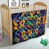 Martinique Map and Hibiscus Quilt Island Silhouette with Tribal Stripe Accents