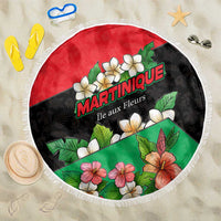 Martinique Island Pride Beach Blanket Tropical Hibiscus and Plumeria Floral Flag Design