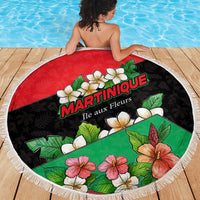 Martinique Island Pride Beach Blanket Tropical Hibiscus and Plumeria Floral Flag Design