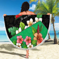 Martinique Island Pride Beach Blanket Tropical Hibiscus and Plumeria Floral Flag Design