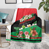 Martinique Island Pride Blanket Tropical Hibiscus and Plumeria Floral Flag Design
